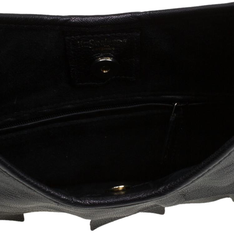 Pre Owned Saint Laurent Paris Black Leather St.Tropez Horn Hobo