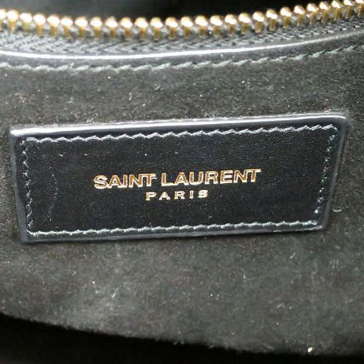 Pre Owned Saint Laurent Paris Black and Red Leather Bo Duffle Bag