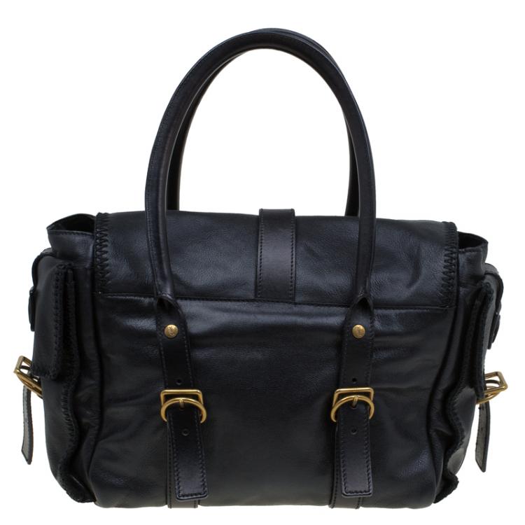 Pre Owned Saint Laurent Paris Black Leather Satchel