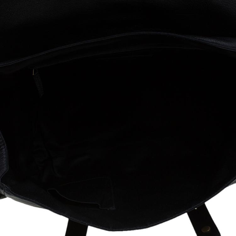 Pre Owned Saint Laurent Paris Black Leather Satchel