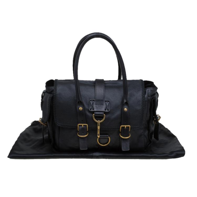 Pre Owned Saint Laurent Paris Black Leather Satchel