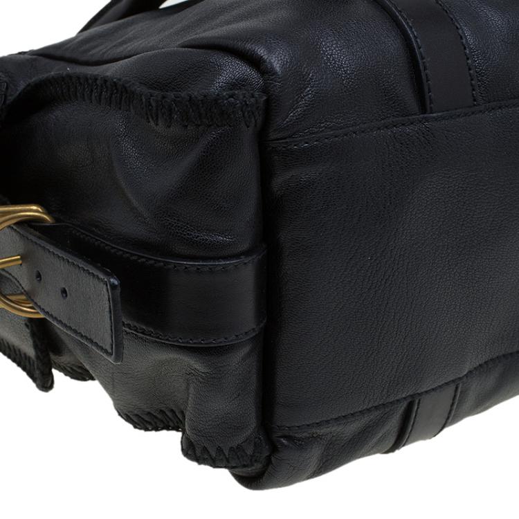 Pre Owned Saint Laurent Paris Black Leather Satchel
