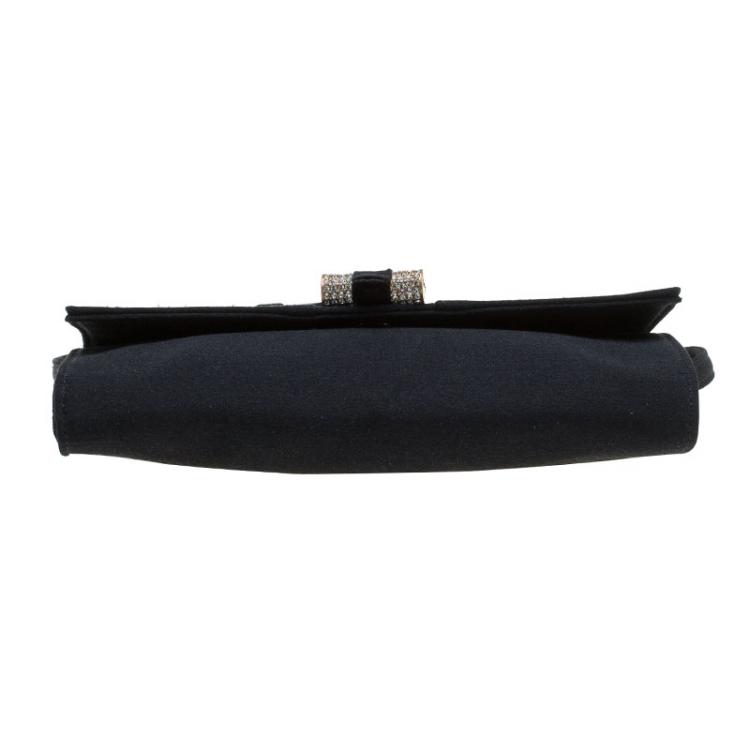Pre Owned Saint Laurent Paris Black Satin Muse Travel Clutch