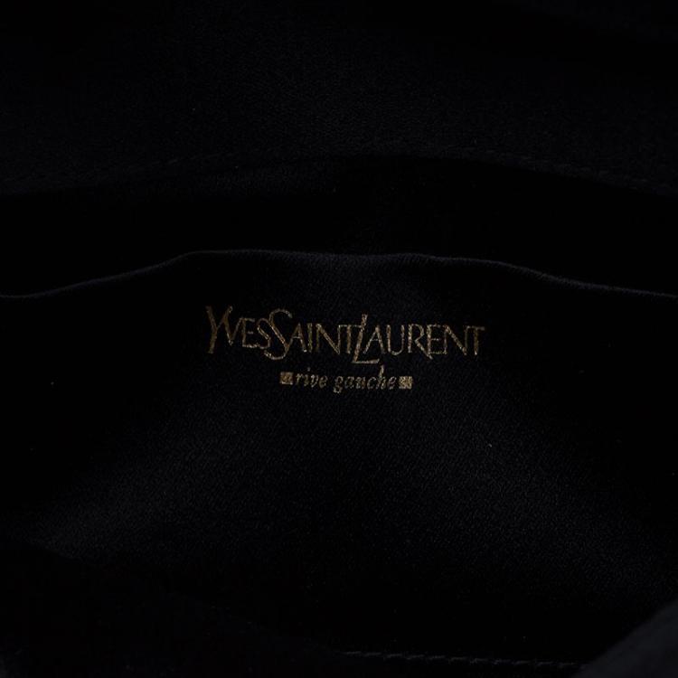 Pre Owned Saint Laurent Paris Black Satin Muse Travel Clutch