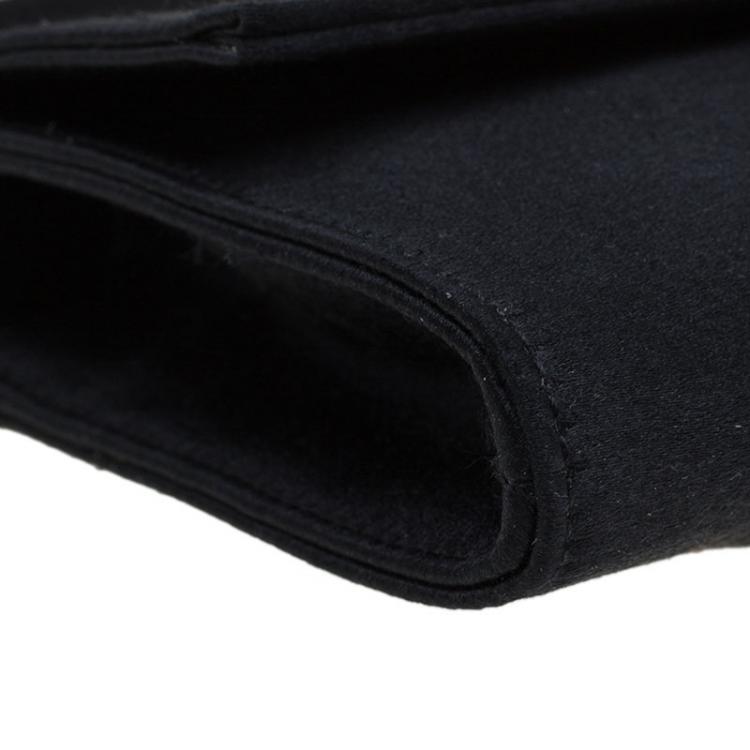 Pre Owned Saint Laurent Paris Black Satin Muse Travel Clutch
