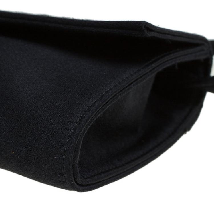 Pre Owned Saint Laurent Paris Black Satin Muse Travel Clutch