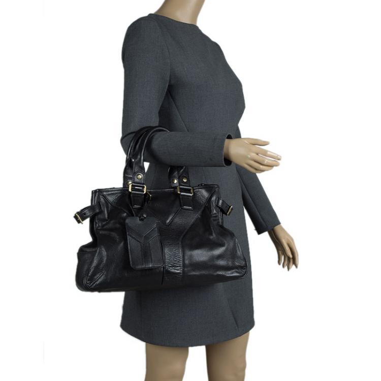 Pre Owned Saint Laurent Paris Black Leather Y Tote