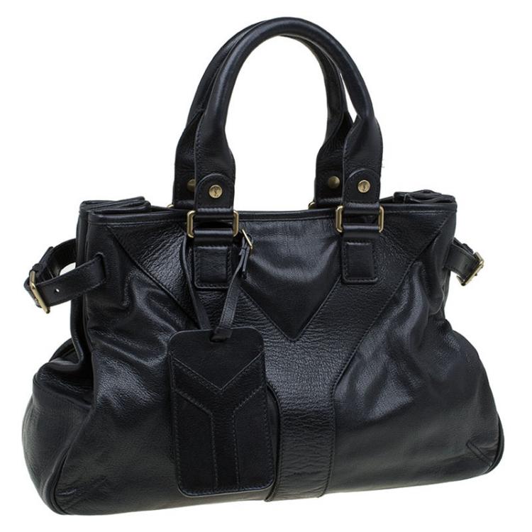 Pre Owned Saint Laurent Paris Black Leather Y Tote