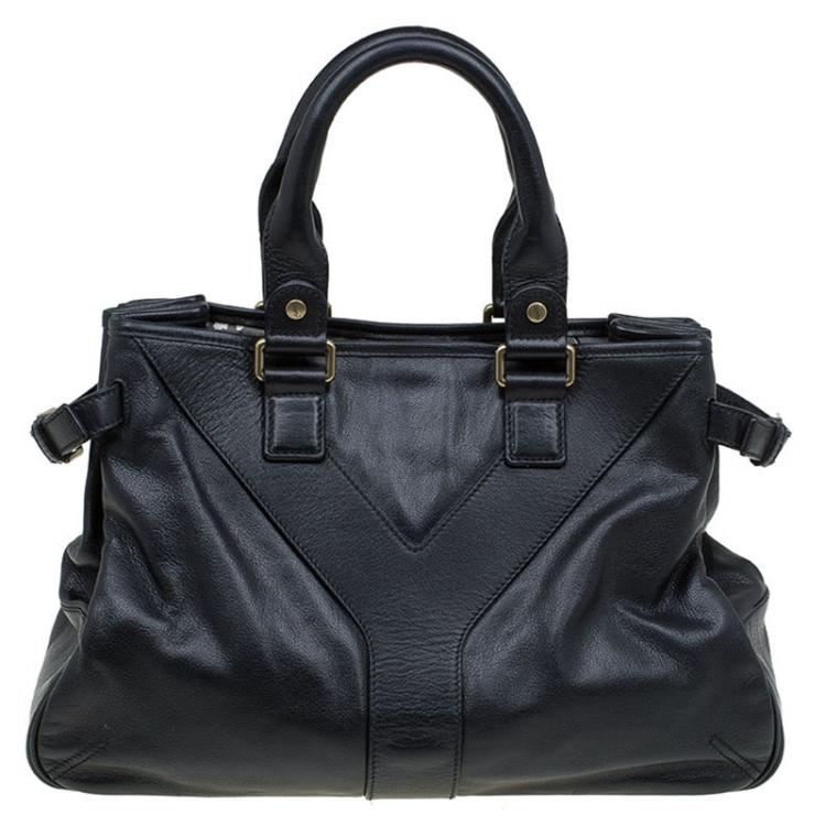 Pre Owned Saint Laurent Paris Black Leather Y Tote