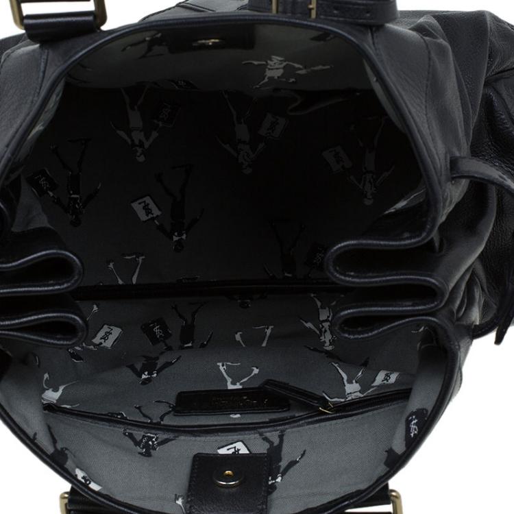 Pre Owned Saint Laurent Paris Black Leather Y Tote