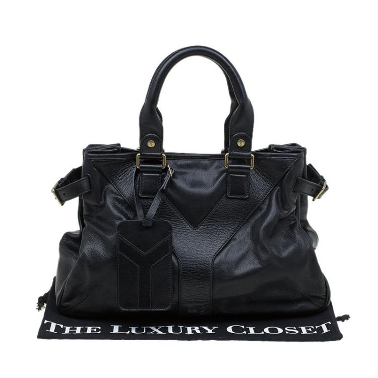 Pre Owned Saint Laurent Paris Black Leather Y Tote