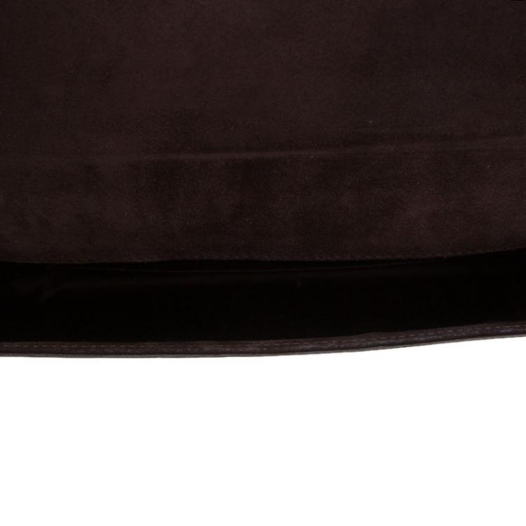 Pre Owned Saint Laurent Paris Bronze Patent Leather Belle De Jour Flap Clutch