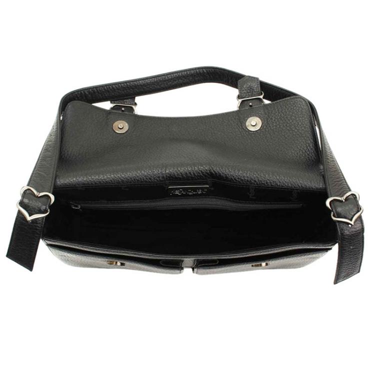 Pre Owned Saint Laurent Paris Black Pebbled Leather Shoulder Bag