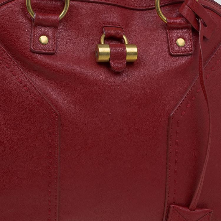 Pre Owned Saint Laurent Paris Red Leather Medium Muse Satchel