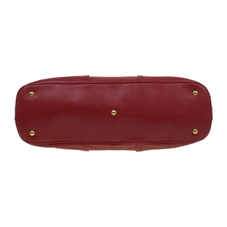 Pre Owned Saint Laurent Paris Red Leather Medium Muse Satchel