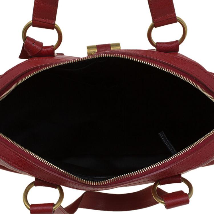 Pre Owned Saint Laurent Paris Red Leather Medium Muse Satchel