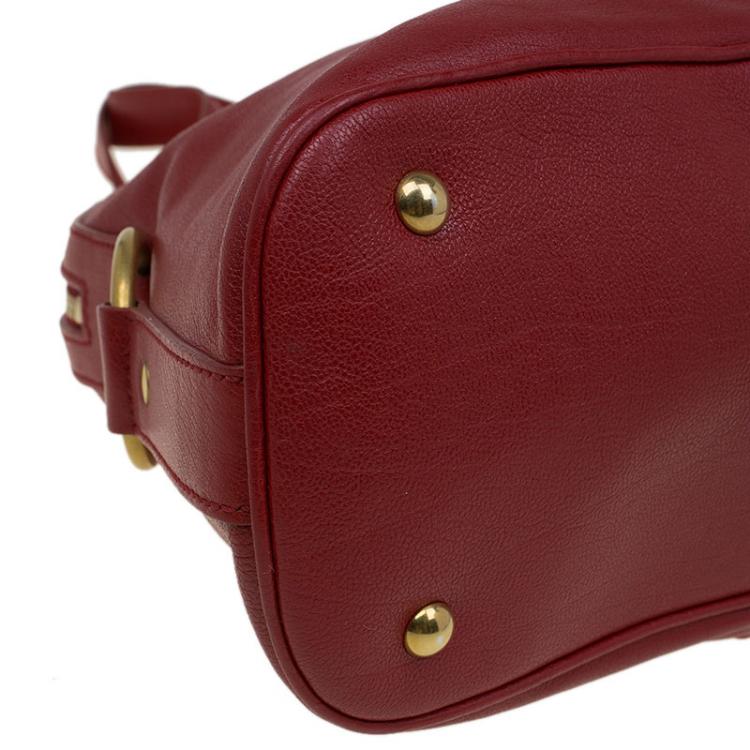 Pre Owned Saint Laurent Paris Red Leather Medium Muse Satchel