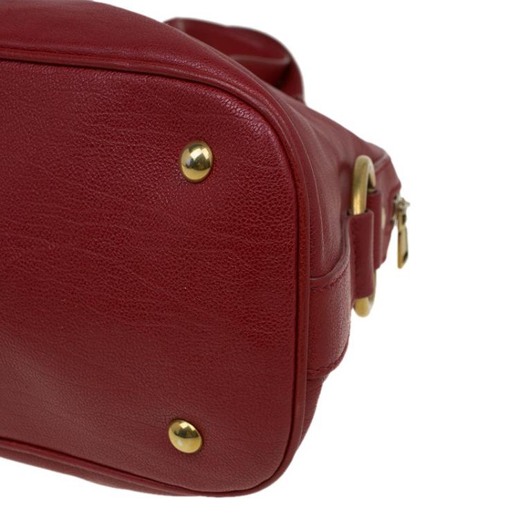 Pre Owned Saint Laurent Paris Red Leather Medium Muse Satchel