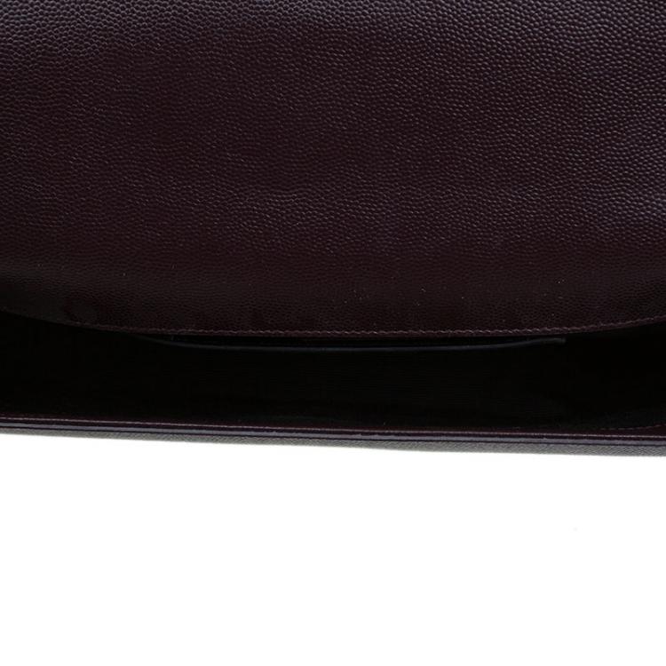 Pre Owned Saint Laurent Paris Burgundy Grained Leather Logo Clutch