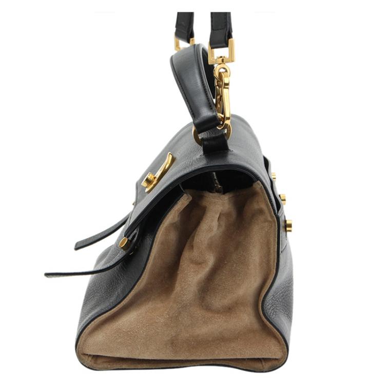 Pre Owned Saint Laurent Paris Bi Color Leather/Suede Muse Two Satchel
