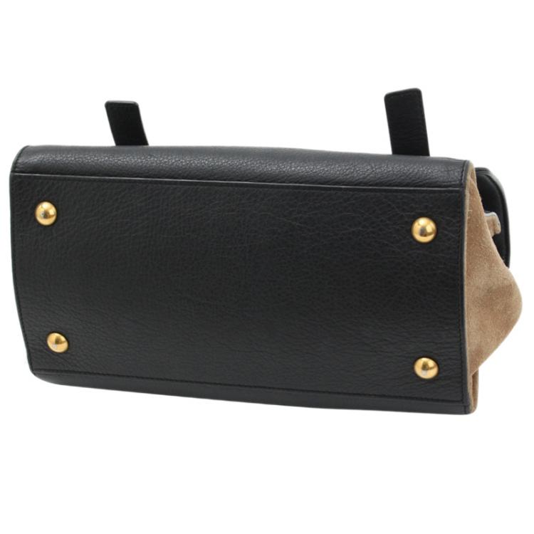 Pre Owned Saint Laurent Paris Bi Color Leather/Suede Muse Two Satchel