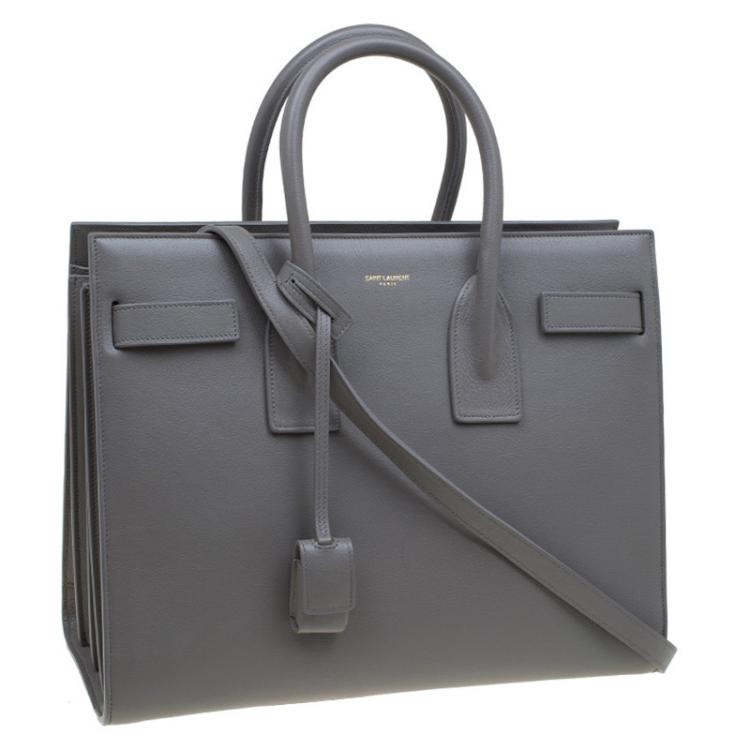 Pre Owned Saint Laurent Paris Grey Leather Small Sac De Jour Tote