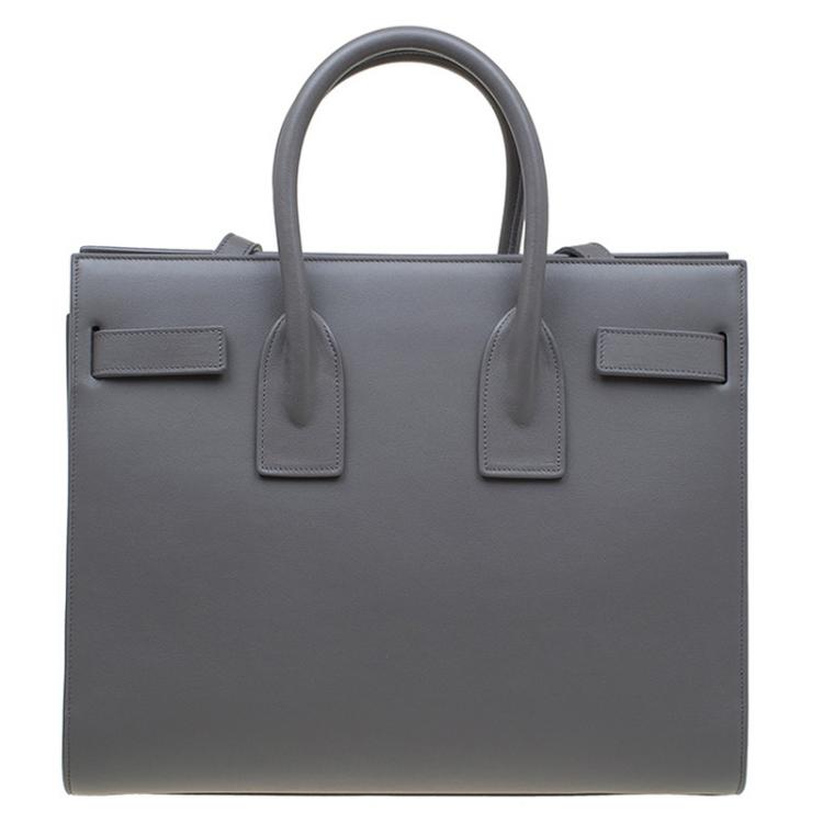 Pre Owned Saint Laurent Paris Grey Leather Small Sac De Jour Tote