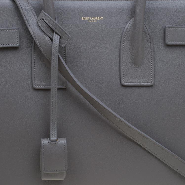 Pre Owned Saint Laurent Paris Grey Leather Small Sac De Jour Tote