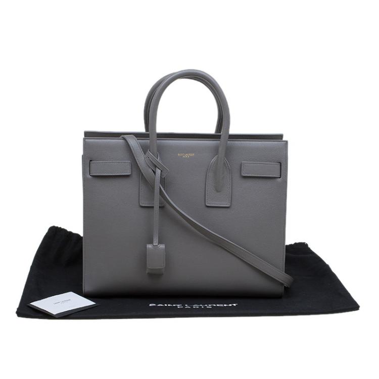 Pre Owned Saint Laurent Paris Grey Leather Small Sac De Jour Tote