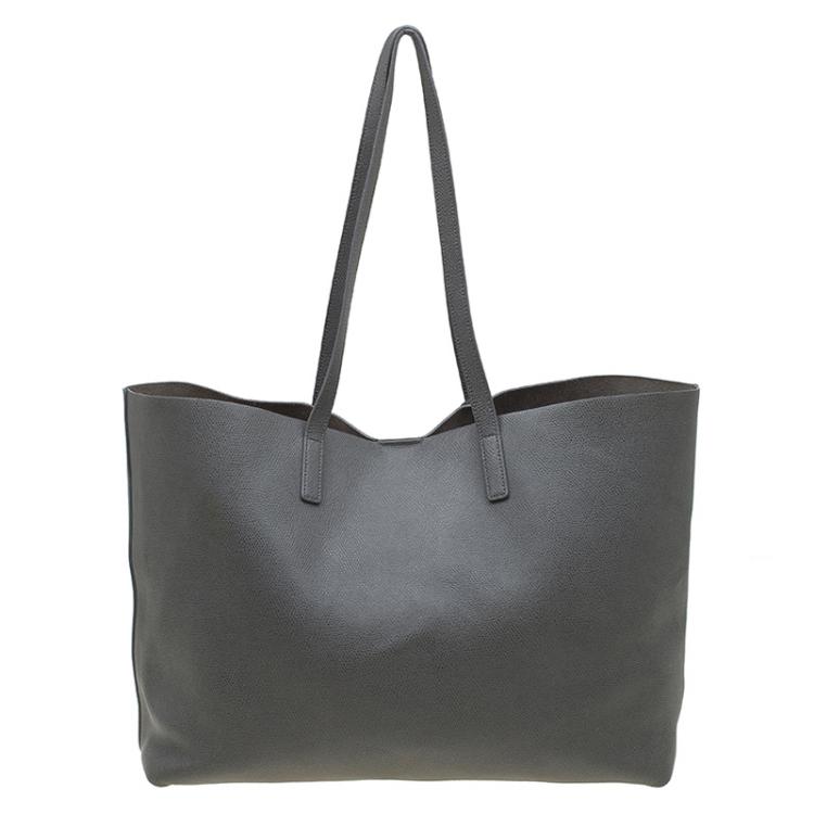 Pre Owned Saint Laurent Paris Grey Leather Shopper Tote