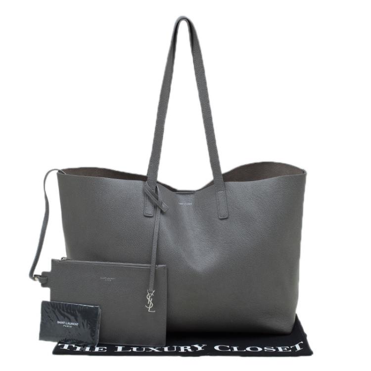 Pre Owned Saint Laurent Paris Grey Leather Shopper Tote