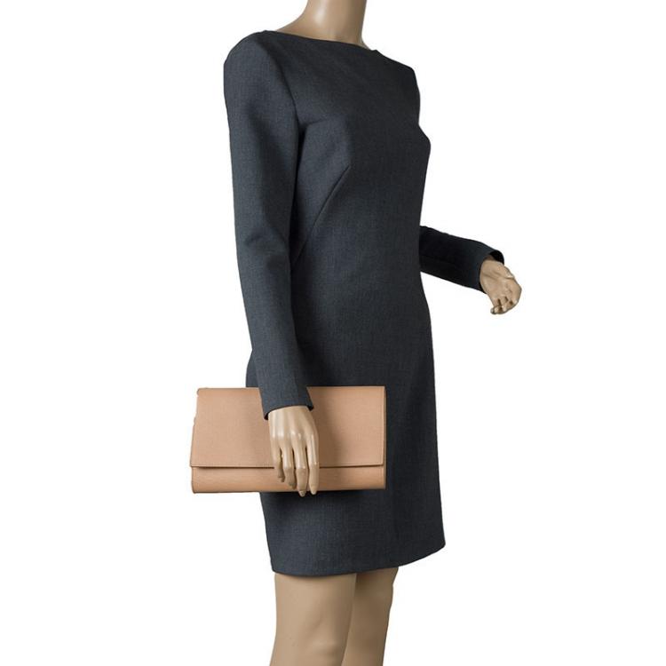 Pre Owned Saint Laurent Paris Beige Leather Large Chyc Clutch