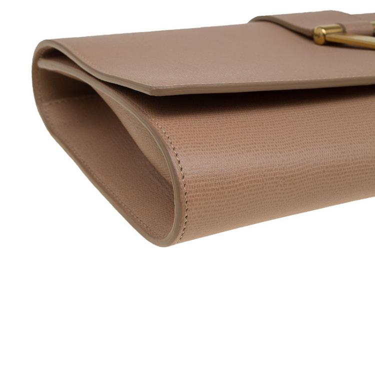 Pre Owned Saint Laurent Paris Beige Leather Large Chyc Clutch