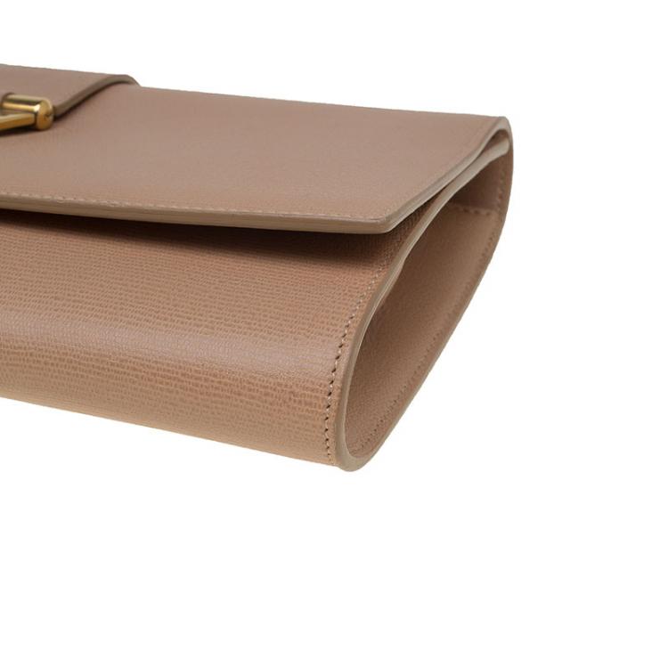 Pre Owned Saint Laurent Paris Beige Leather Large Chyc Clutch
