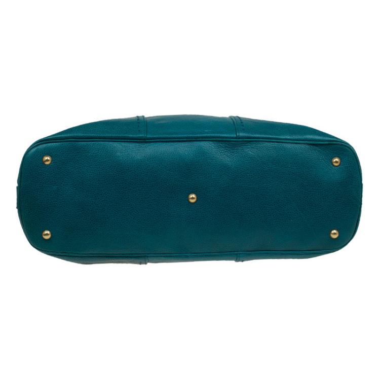 Pre Owned Saint Laurent Paris Pine Green Leather Medium Muse Tote