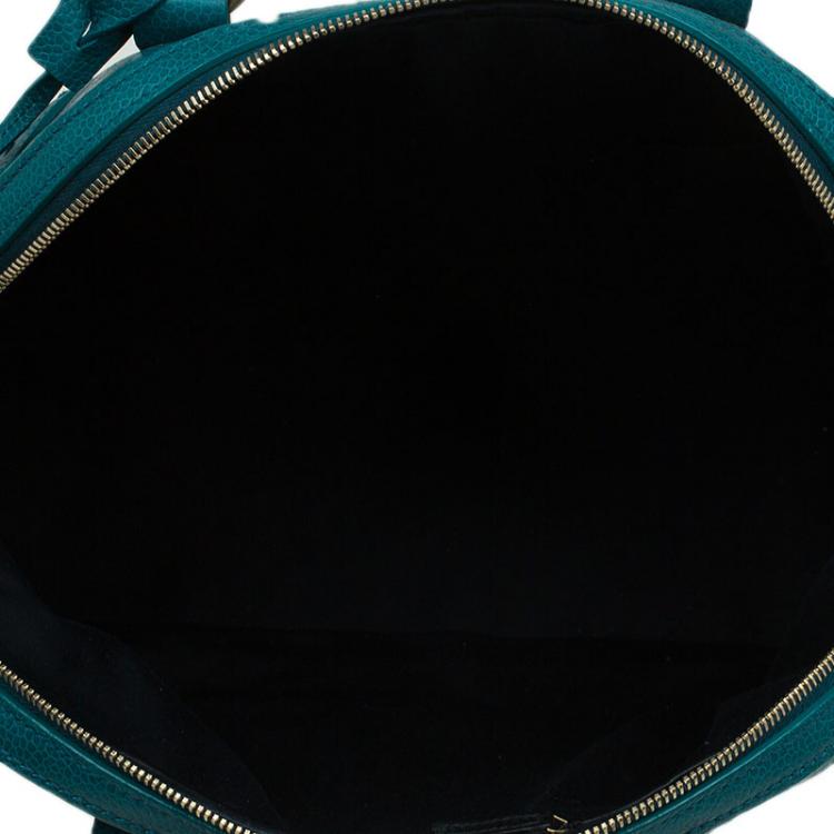 Pre Owned Saint Laurent Paris Pine Green Leather Medium Muse Tote