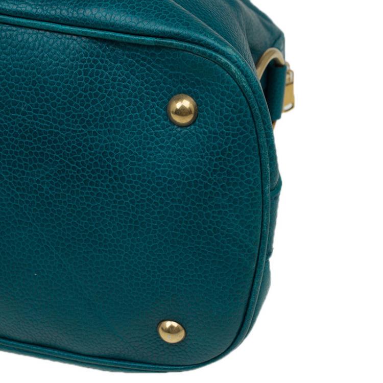 Pre Owned Saint Laurent Paris Pine Green Leather Medium Muse Tote