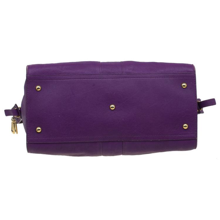 Pre Owned Saint Laurent Paris Purple Leather Medium Cabas Chyc Satchel