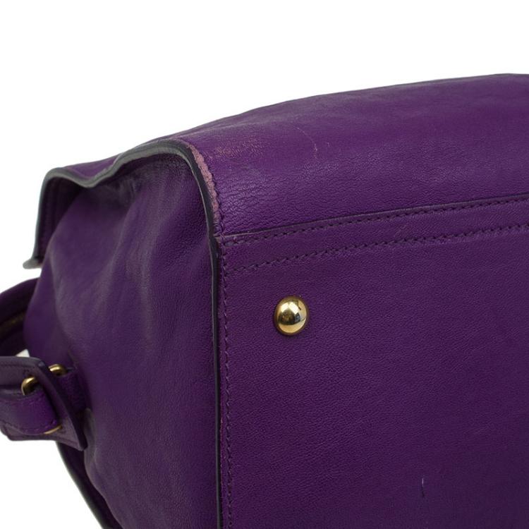 Pre Owned Saint Laurent Paris Purple Leather Medium Cabas Chyc Satchel