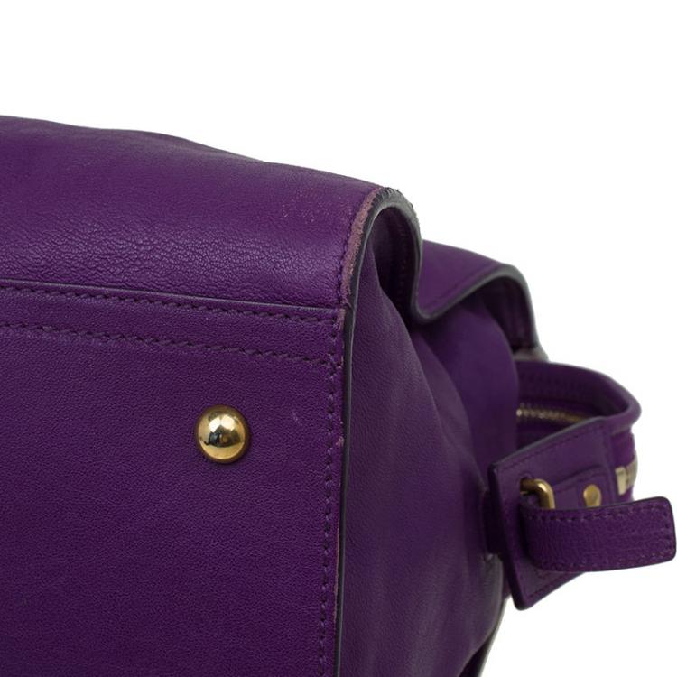Pre Owned Saint Laurent Paris Purple Leather Medium Cabas Chyc Satchel