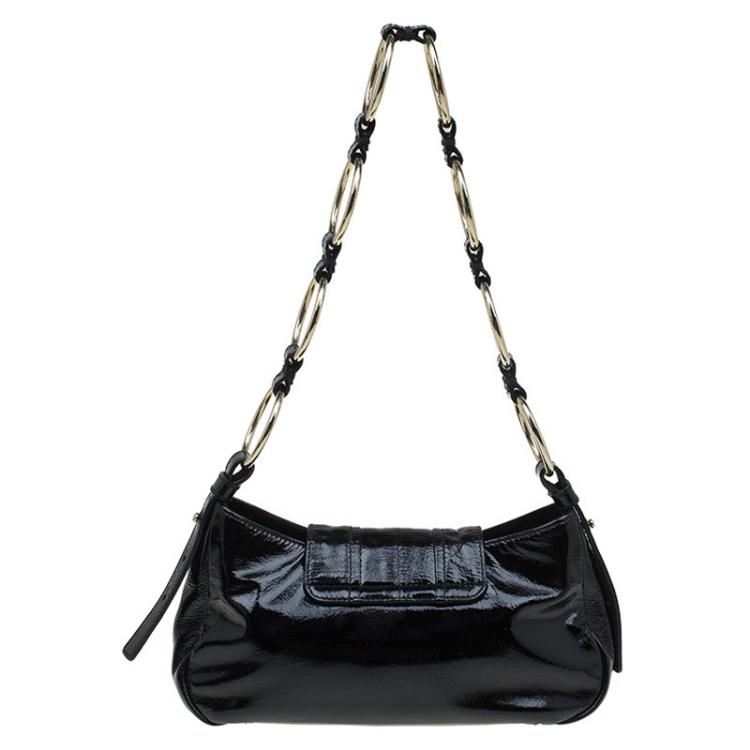 Pre Owned Saint Laurent Paris Black Patent Leather Small Parisienne Shoulder Bag