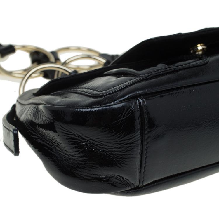 Pre Owned Saint Laurent Paris Black Patent Leather Small Parisienne Shoulder Bag