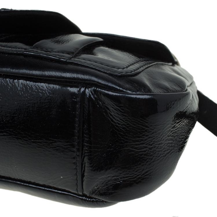 Pre Owned Saint Laurent Paris Black Patent Leather Small Parisienne Shoulder Bag