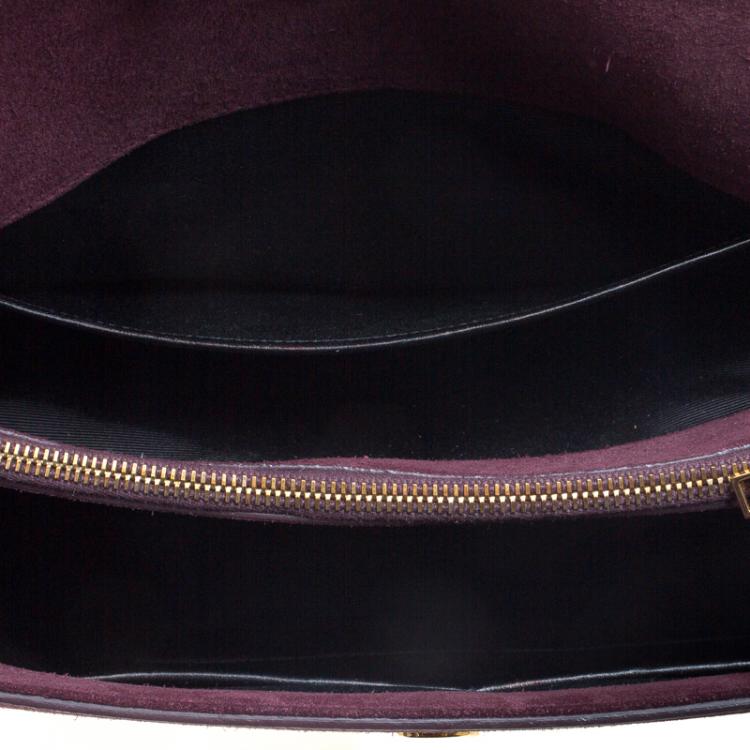Pre Owned Saint Laurent Paris Burgundy/Black Suede and Leather Medium Moujik Tote