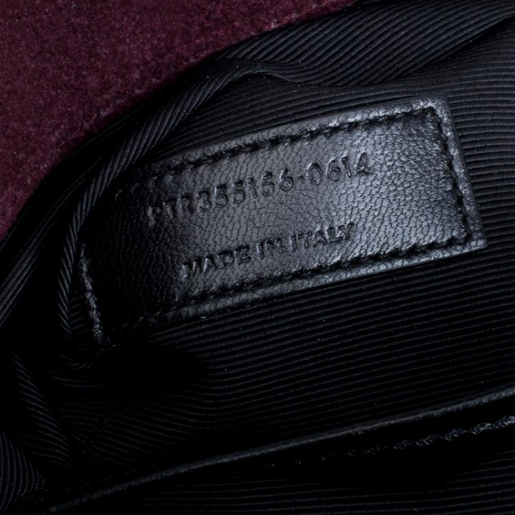 Pre Owned Saint Laurent Paris Burgundy/Black Suede and Leather Medium Moujik Tote