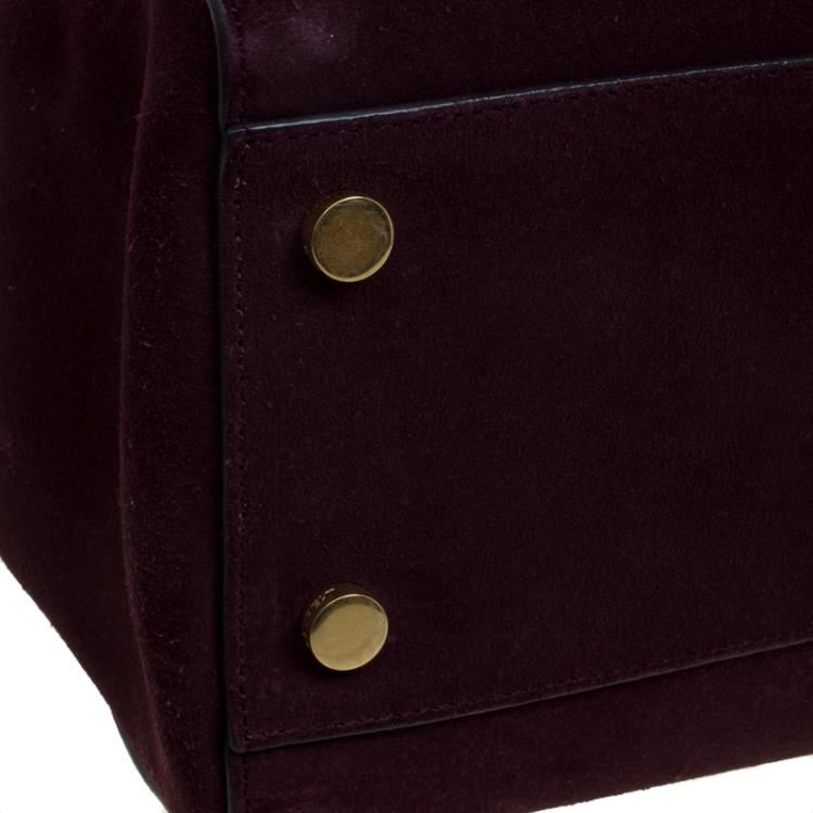 Pre Owned Saint Laurent Paris Burgundy/Black Suede and Leather Medium Moujik Tote
