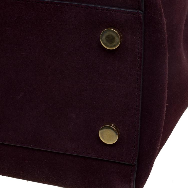 Pre Owned Saint Laurent Paris Burgundy/Black Suede and Leather Medium Moujik Tote
