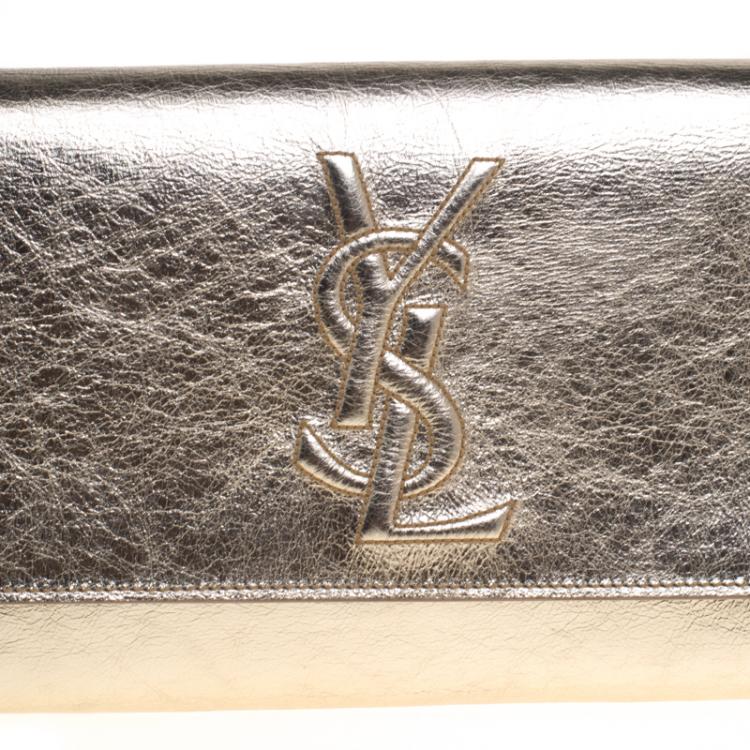 Pre Owned Saint Laurent Paris Gold Leather Belle De Jour Clutch