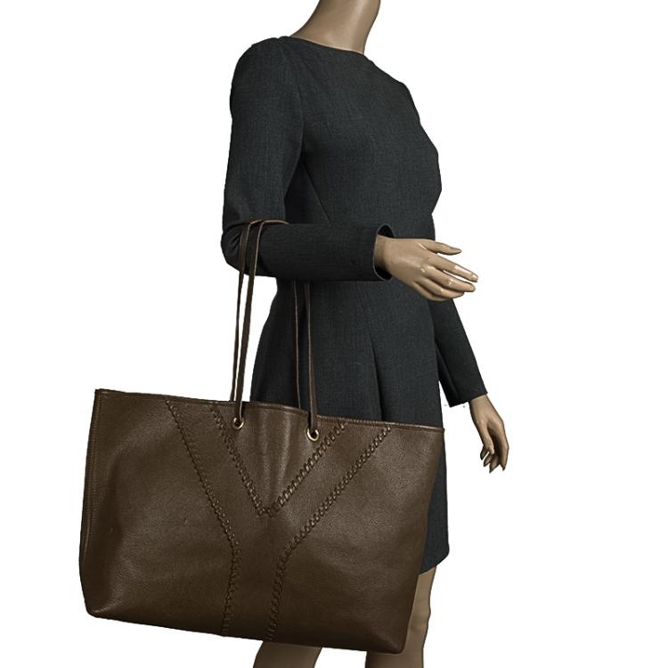 Pre Owned Saint Laurent Paris Brown Leather Reversible Neo Double Tote