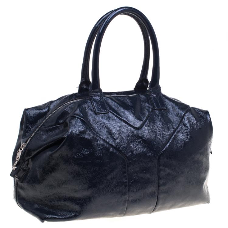 Pre Owned Saint Laurent Paris Black Patent Leather Medium Easy Y Bag